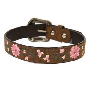 RANK 45 Girls Brown Floral Embroidered Leather Western Belt 18 NEW